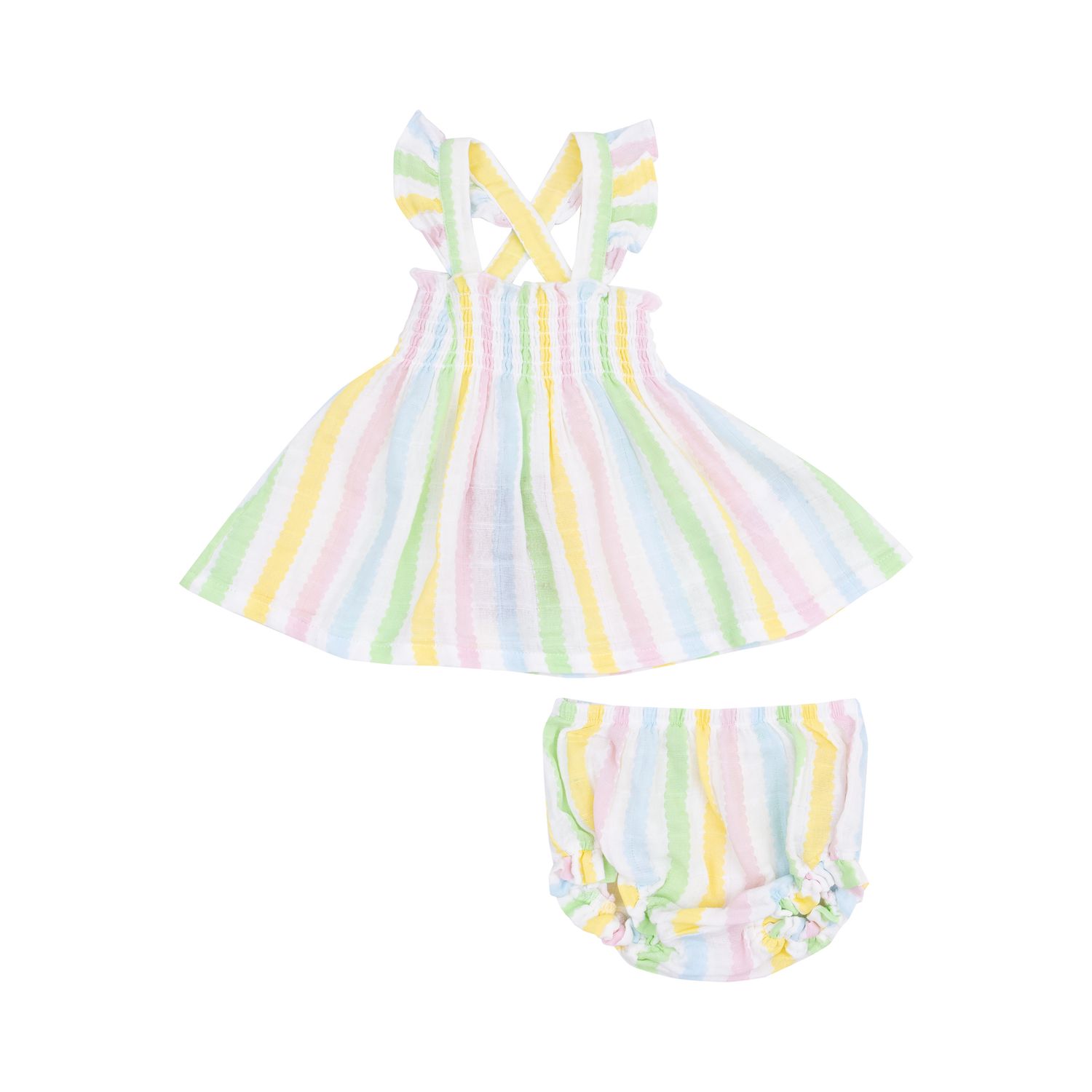 Angel Dear Ric Rac Stripe Ruffle Strap Smocked Top &amp; DC