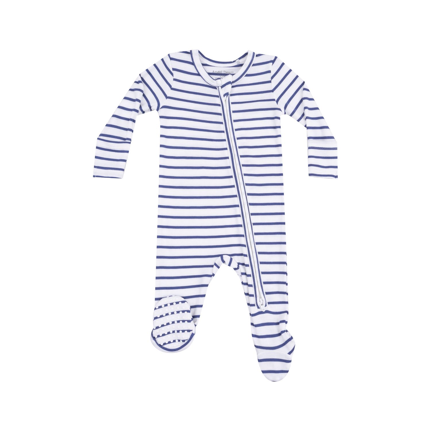 Angel Dear Stripe Vintage Blue 2 Way Zipper Footie
