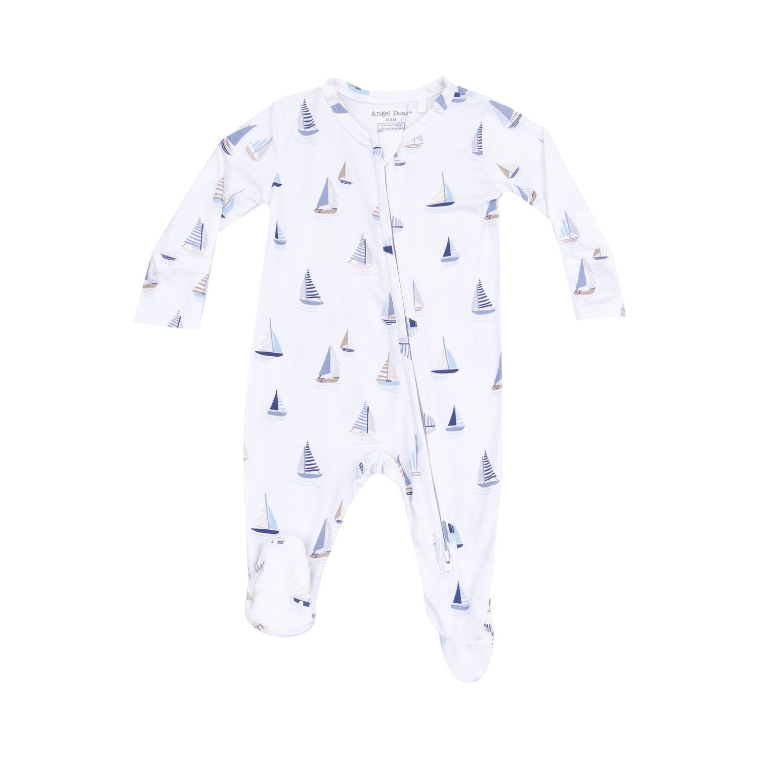 Angel Dear Sailboats Blue 2 Way Zipper Footie