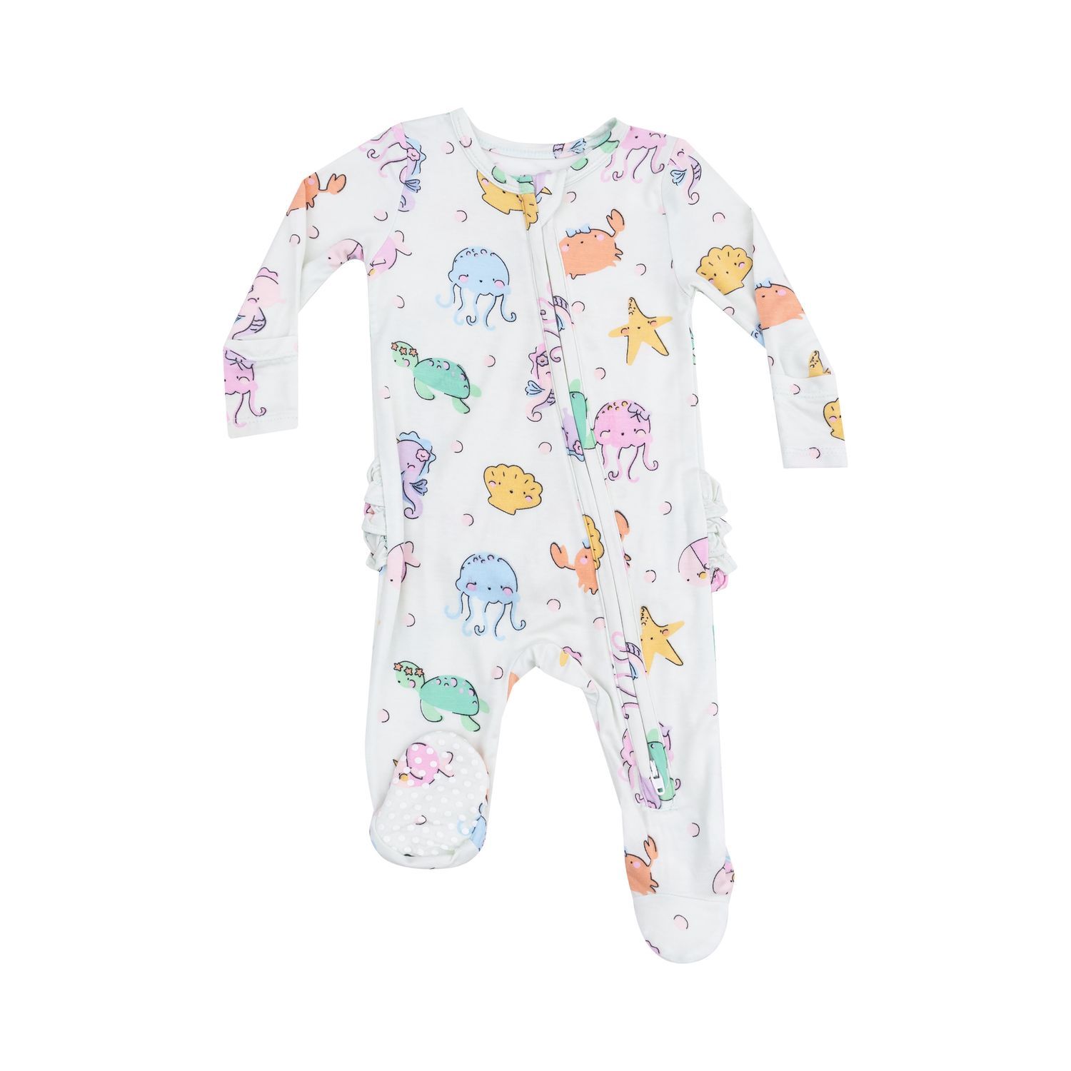 Angel Dear Cutie Sea Creatures 2 Way Zipper Ruffle Back Footie