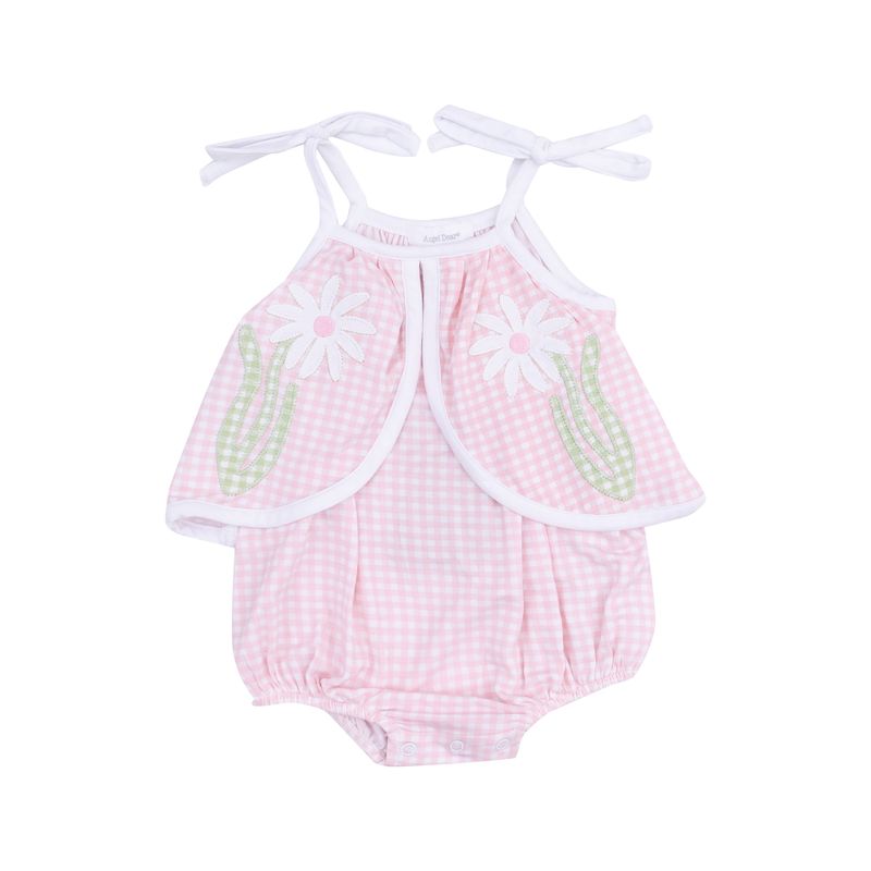 Angel Dear Mini Gingham Swing Front Sunsuit w/ Applique