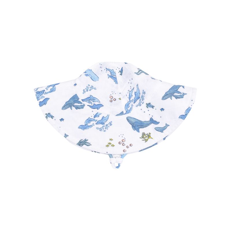 Angel Dear Watercolor Blue Whales Wide Brim Sunhat