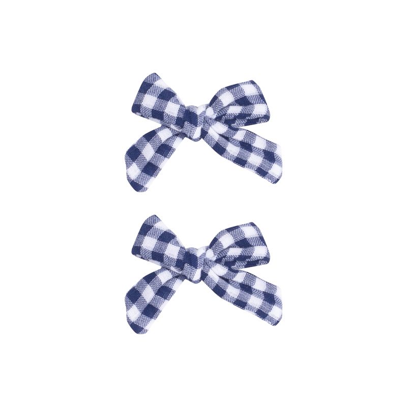Angel Dear Navy Gingham 2Pack HairBow W/Clip