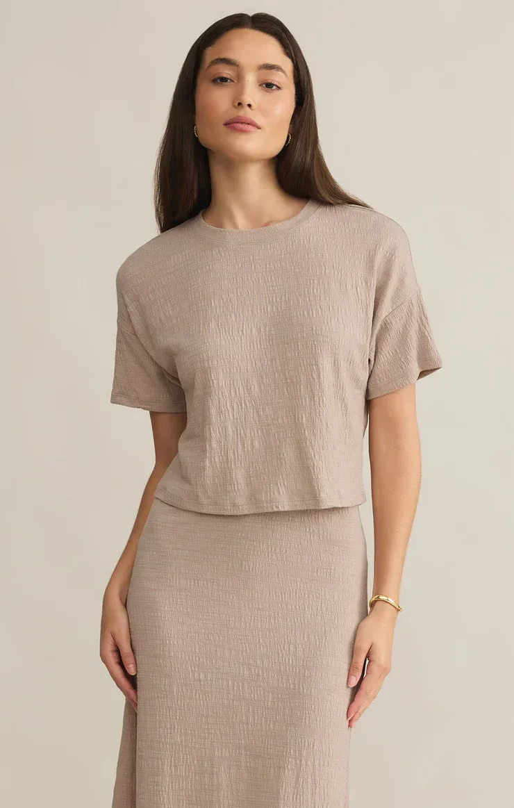 Z Supply Sway Textured Cropped Tee Parchment