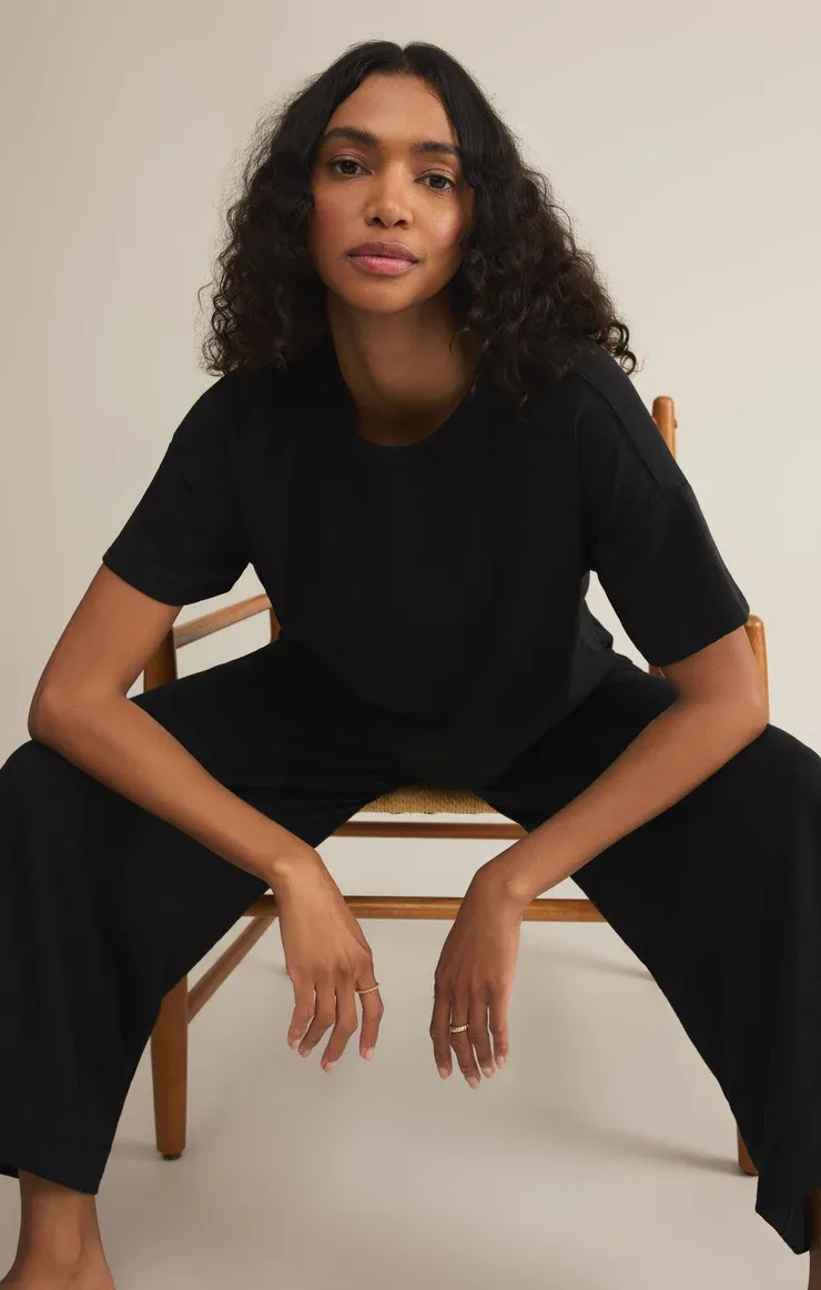 Z Supply Sway Textured Cropped Tee Black