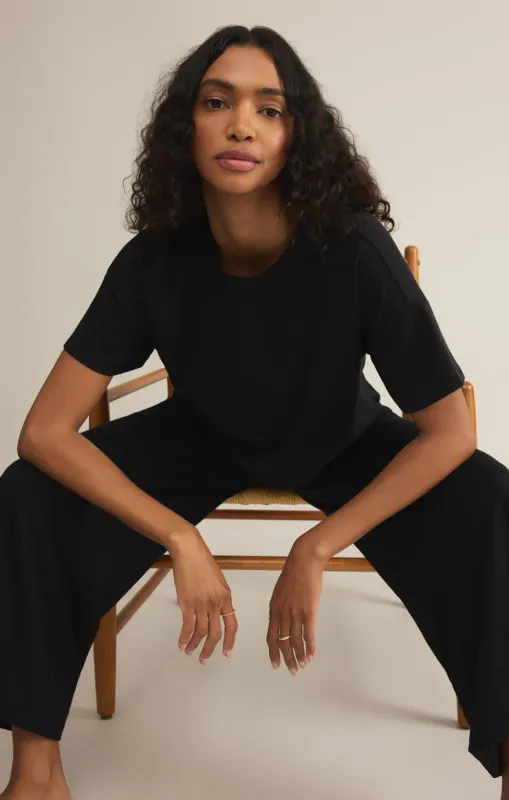 Z Supply Sway Textured Cropped Tee Black