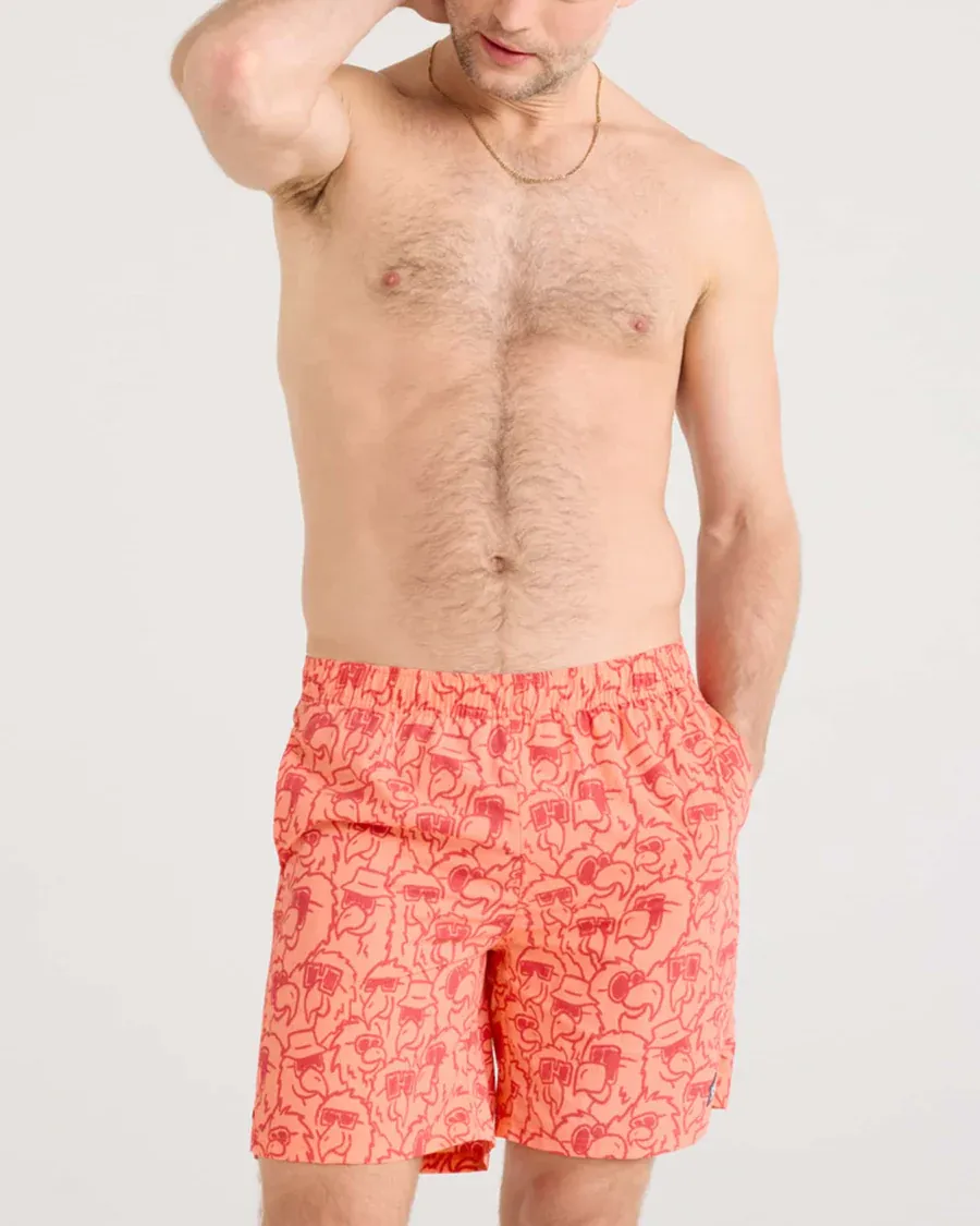 SAXX COASTAL 2N1 7&quot;VOLLEY SWIM SHORT -  PARROT PARTY - CORAL