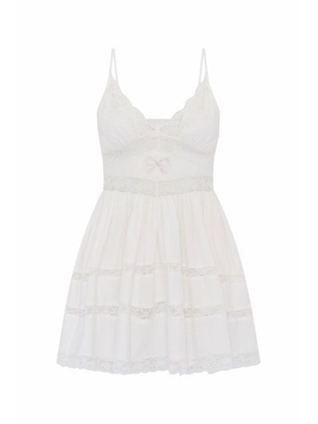 LOVE SHACK FANCY ZIMA DRESS OPTIC WHITE