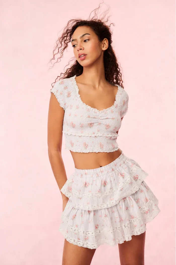 LOVE SHACK FANCY CAMBRON TOP SKYLIGHT  BLUE