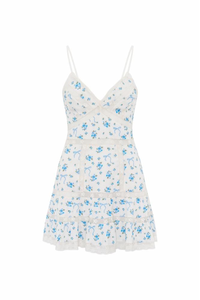 LOVE SHACK FANCY SOLBINA DRESS AEGEAN BLUE