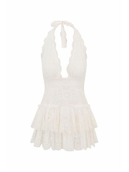 LOVE SHACK FANCY JANEA DRESS OPTIC WHITE