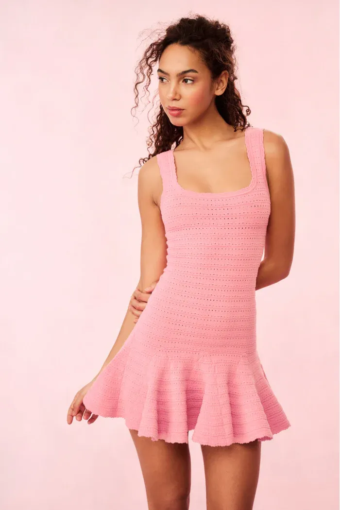 LOVE SHACK FANCY MARYANNE DRESS SUNSET PINK