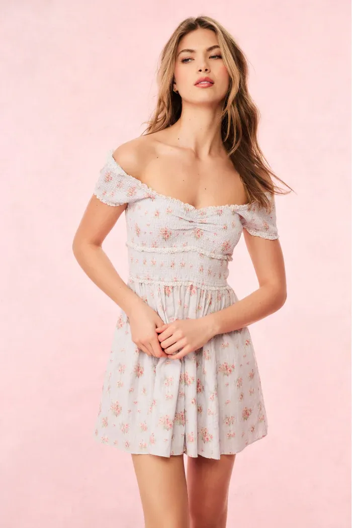 LOVE SHACK FANCY SIONA DRESS SKYLIGHT  BLUE