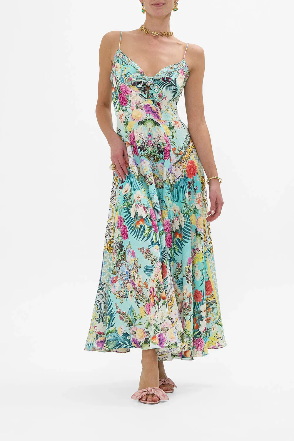 CAMILLA LONG DRESS WITH TIE FRONT GARDENS OF QUELUZ