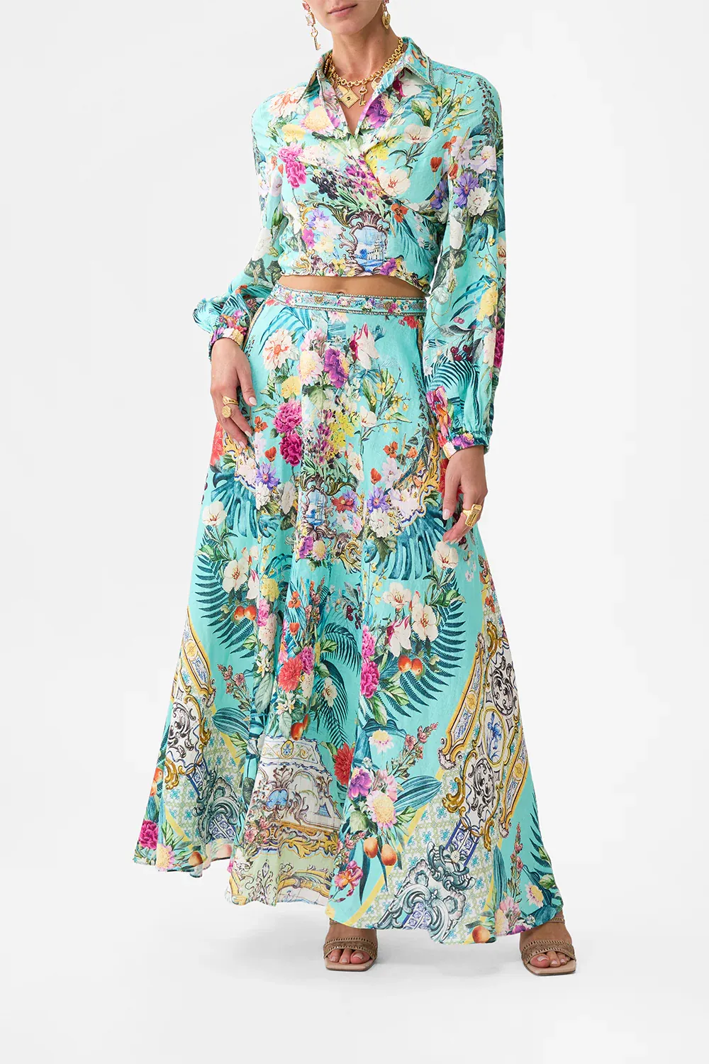 CAMILLA CROPPED WRAP SHIRT GARDENS OF QUELUZ
