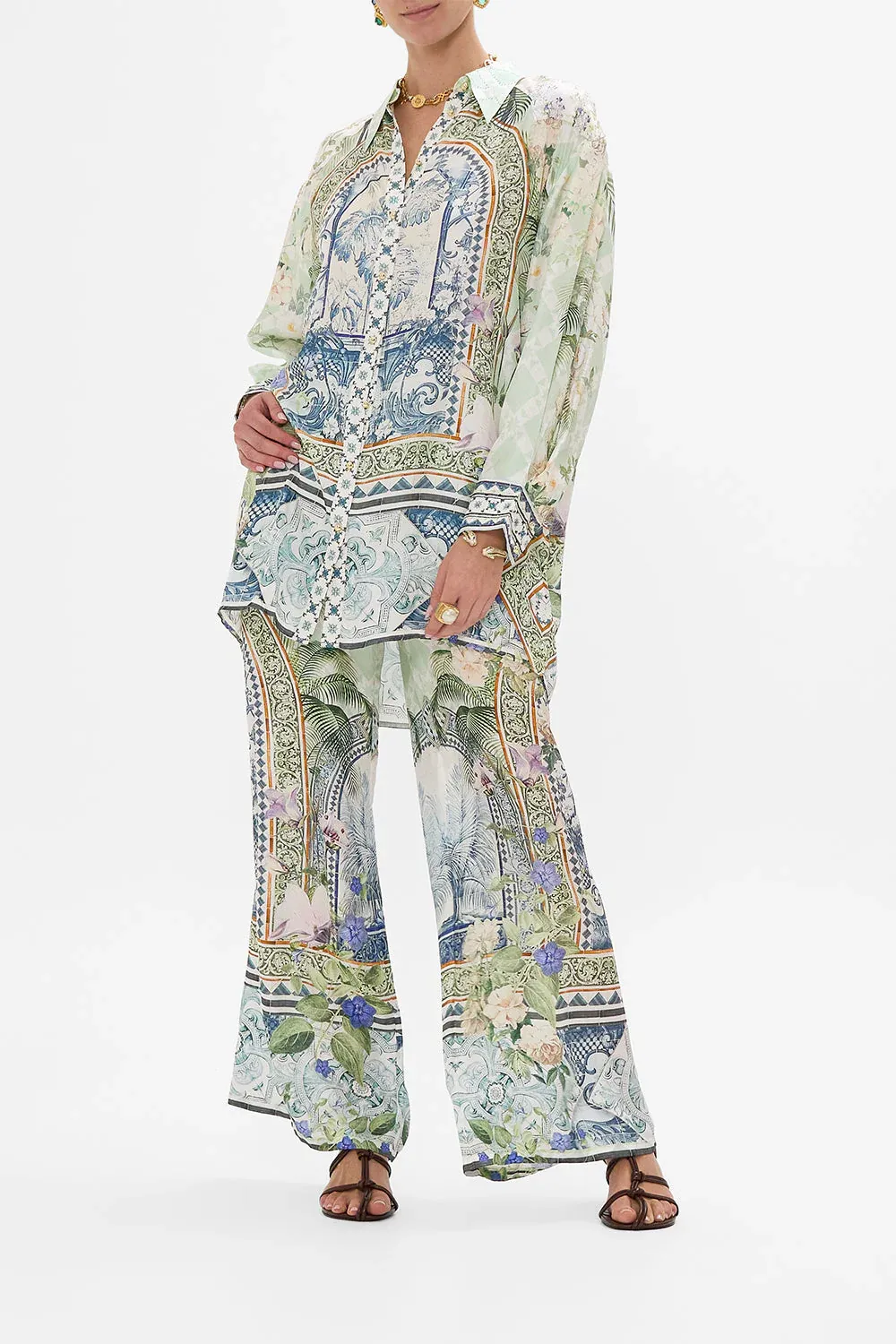 CAMILLA LONG LINE SHIRT WITH YOKE AND BUTTON DETAIL JARDIM PARTY