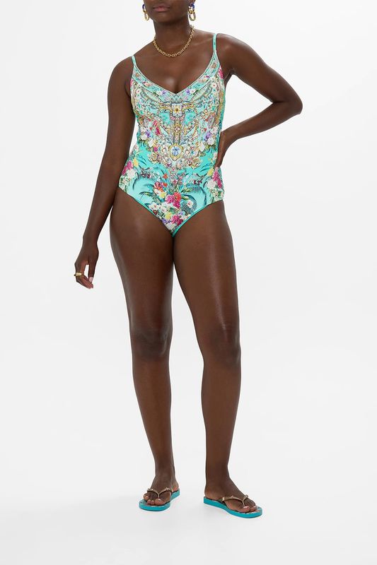 CAMILLA V NECK UNDERWIRE ONE PIECE WITH BACK CLIP GARDENS OF QUELUZ