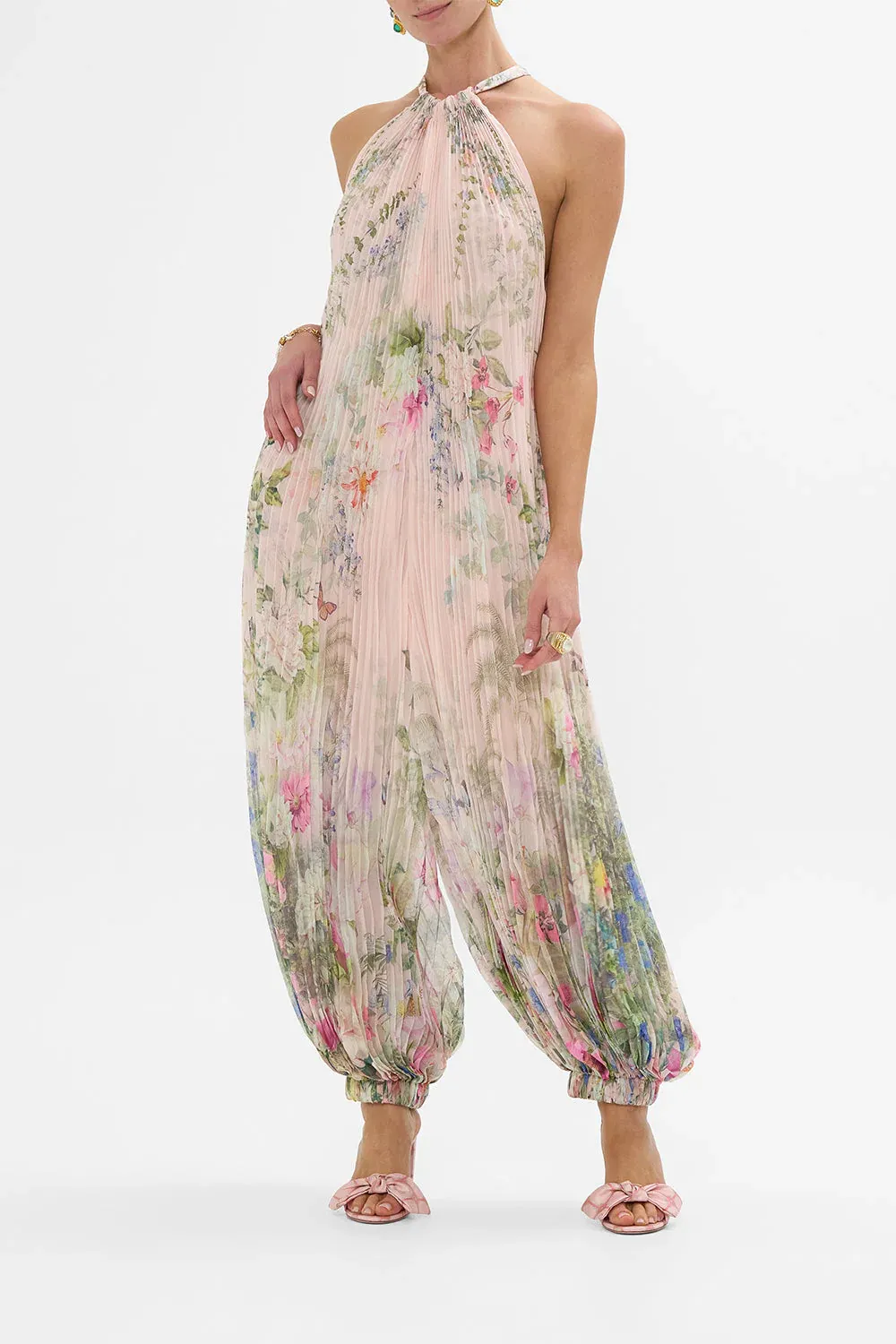 CAMILLA PLISSE JUMPSUIT WITH NECK TIE PALACIO PLAYGROUND