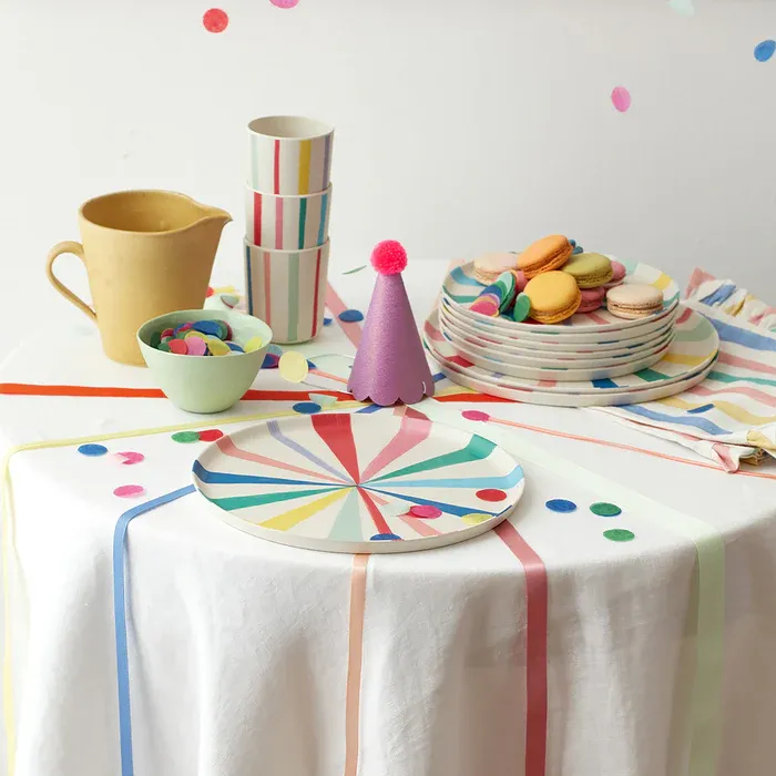 Meri Meri Stripy Reusable Bamboo Large Plates