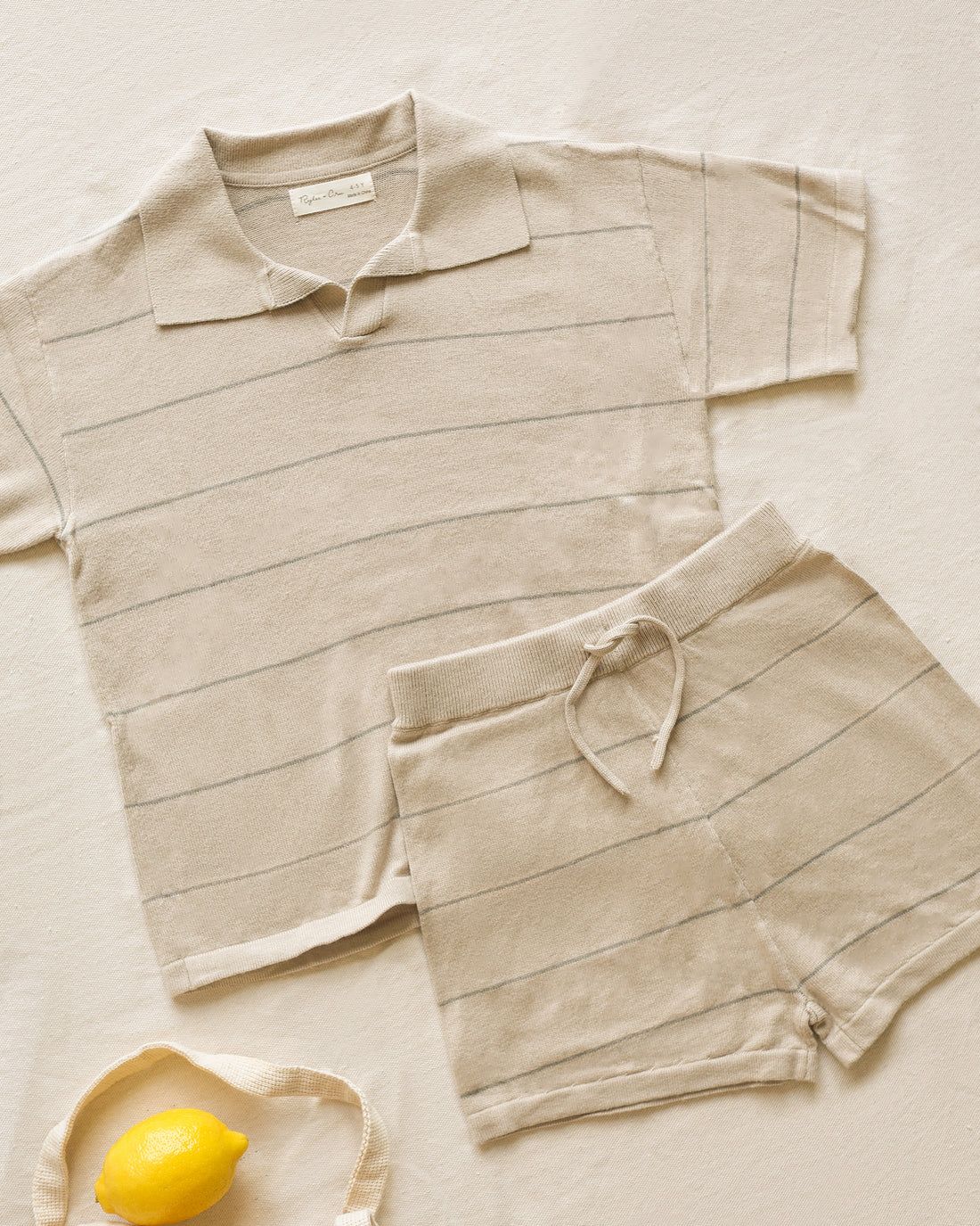 RYLEE &amp; CRU CHANDLER KNIT SHORT EUCALYPTUS STRIPE