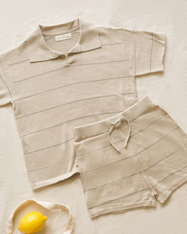RYLEE &amp; CRU CHANDLER KNIT SHORT EUCALYPTUS STRIPE
