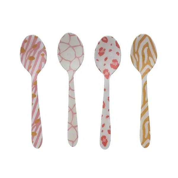Hazel Mazel Enameled Stainless Steel Spoon w Animal Print