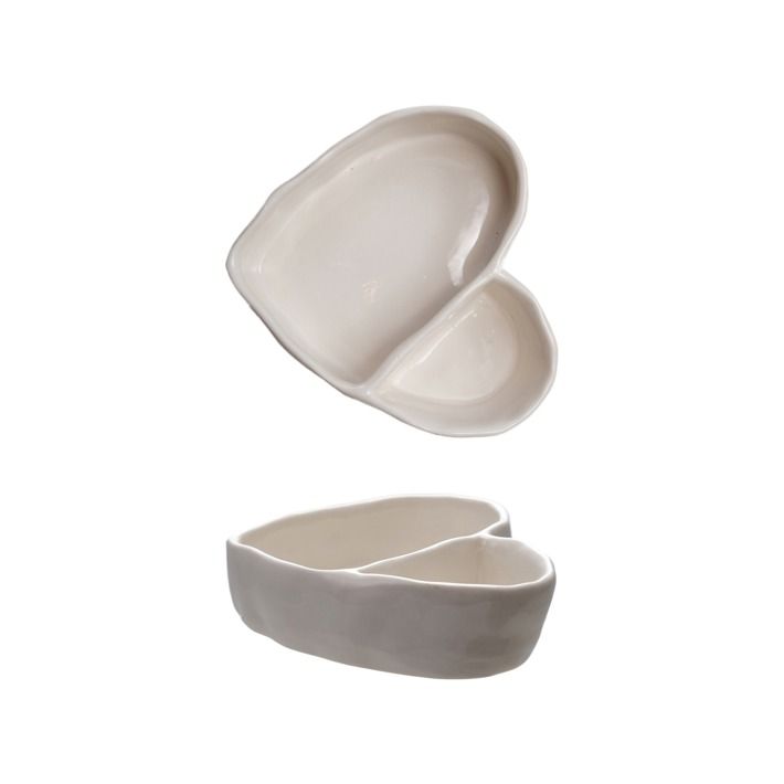 Hazel Mazel Stoneware Heart Shaped Dish w 2 Sections