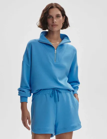 Varley hawley half zip sweat azure blue