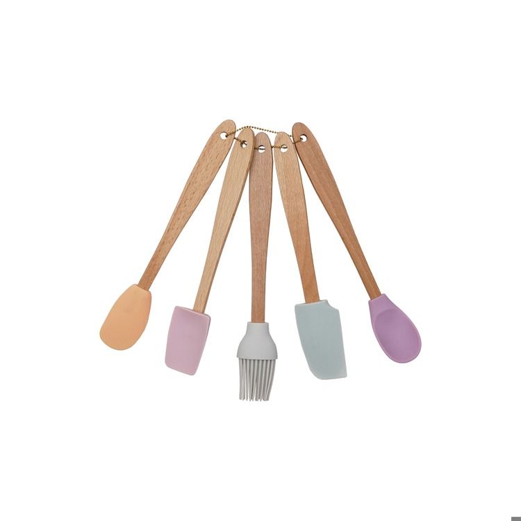 Hazel Mazel Silicone &amp; Beech Wood Mini Kitchen Utensils