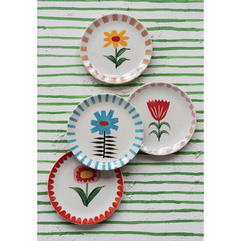 Hazel Mazel Stoneware Plate w Flower