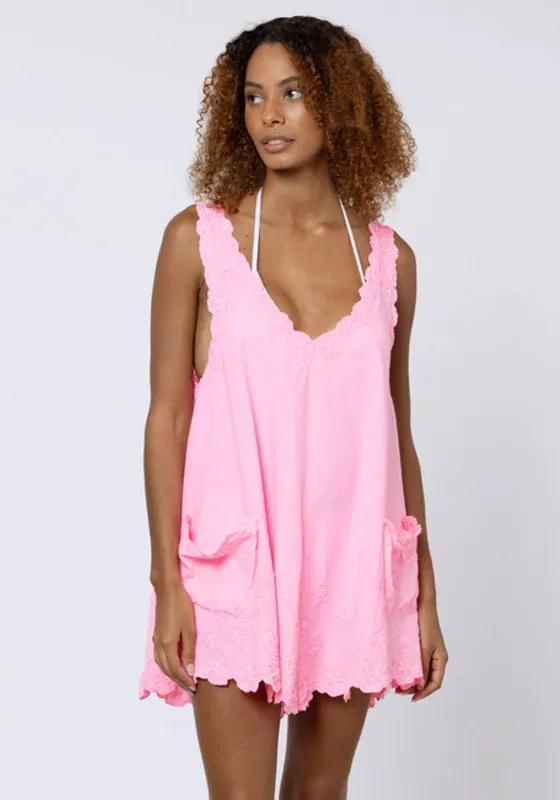 JULIET DUNN POPLIN LOW BACK DRESS PINK GRAPEFRUIT