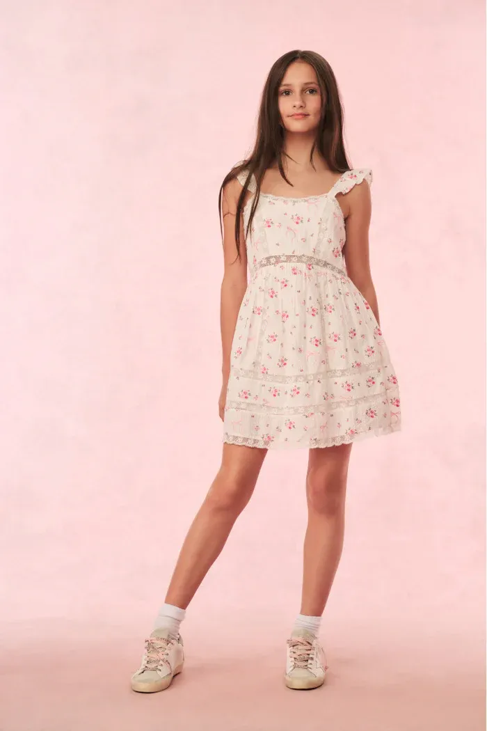 LOVE SHACK FANCY KIDS LAURIER DRESS FANCY PINK