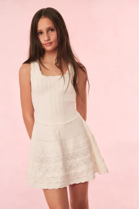 LOVE SHACK FANCY KIDS RONELLIA DRESS IVORY