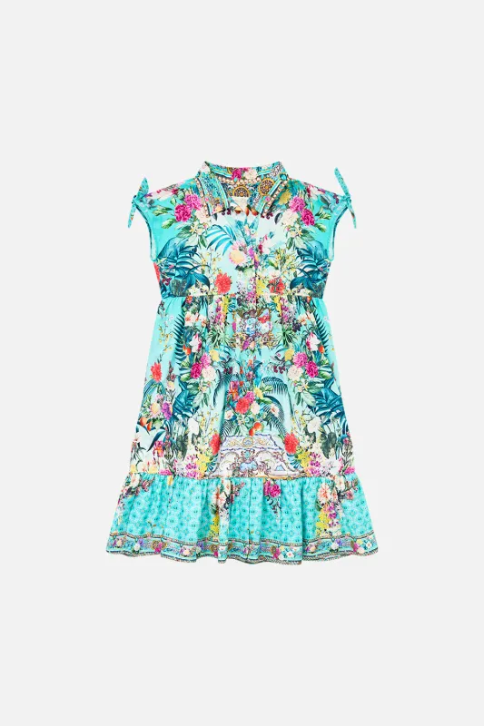 CAMILLA KIDS BUTTON MIDI DRESS W/BOWS- GARDENS OF QUELUZ