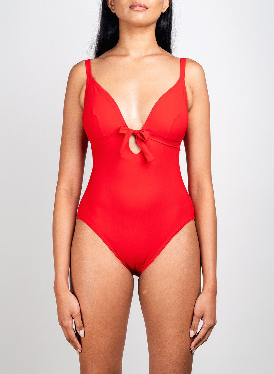Karla Colletto Lenora Round Neck Lingerie Silent Underwire Tank  Cherry