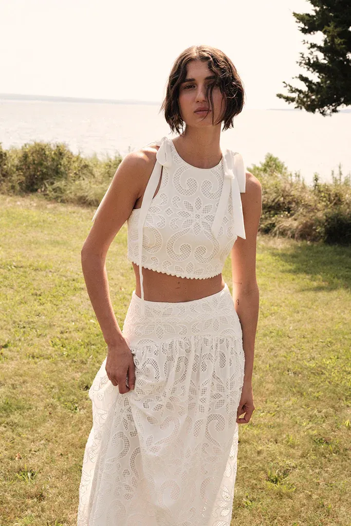 SAYLOR MARLEIGH EYELET MIDI SKIRT SET