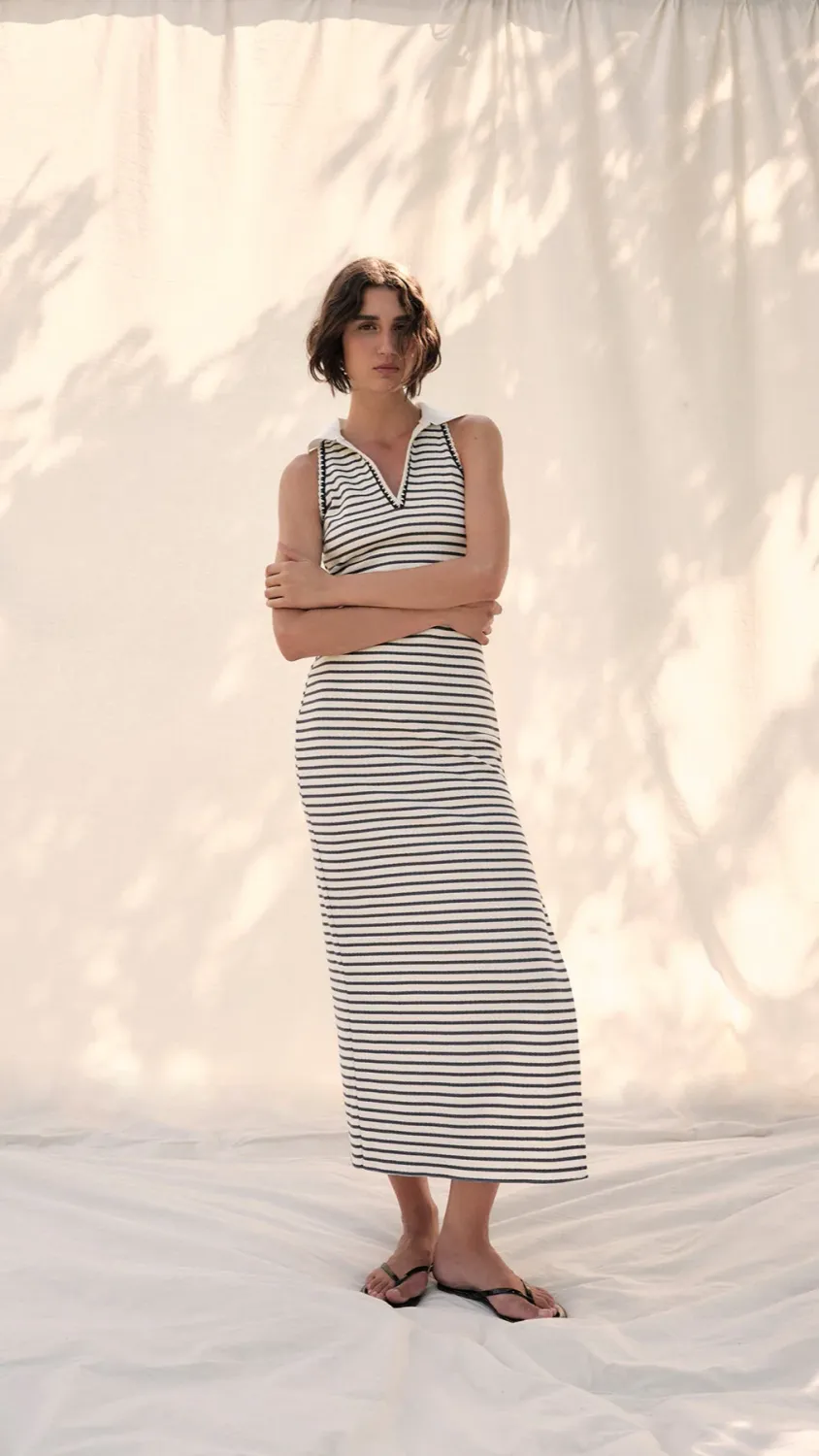 SAYLOR GIADA STRIPE CUT &amp; SEW KNIT MIDI DRESS