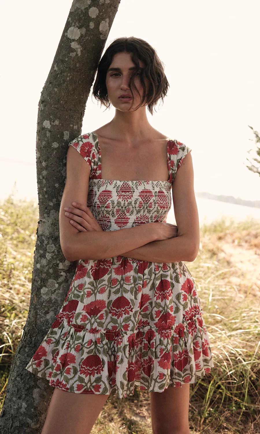 SAYLOR YORDANA POPPY BLOCK PRINT MINI DRESS