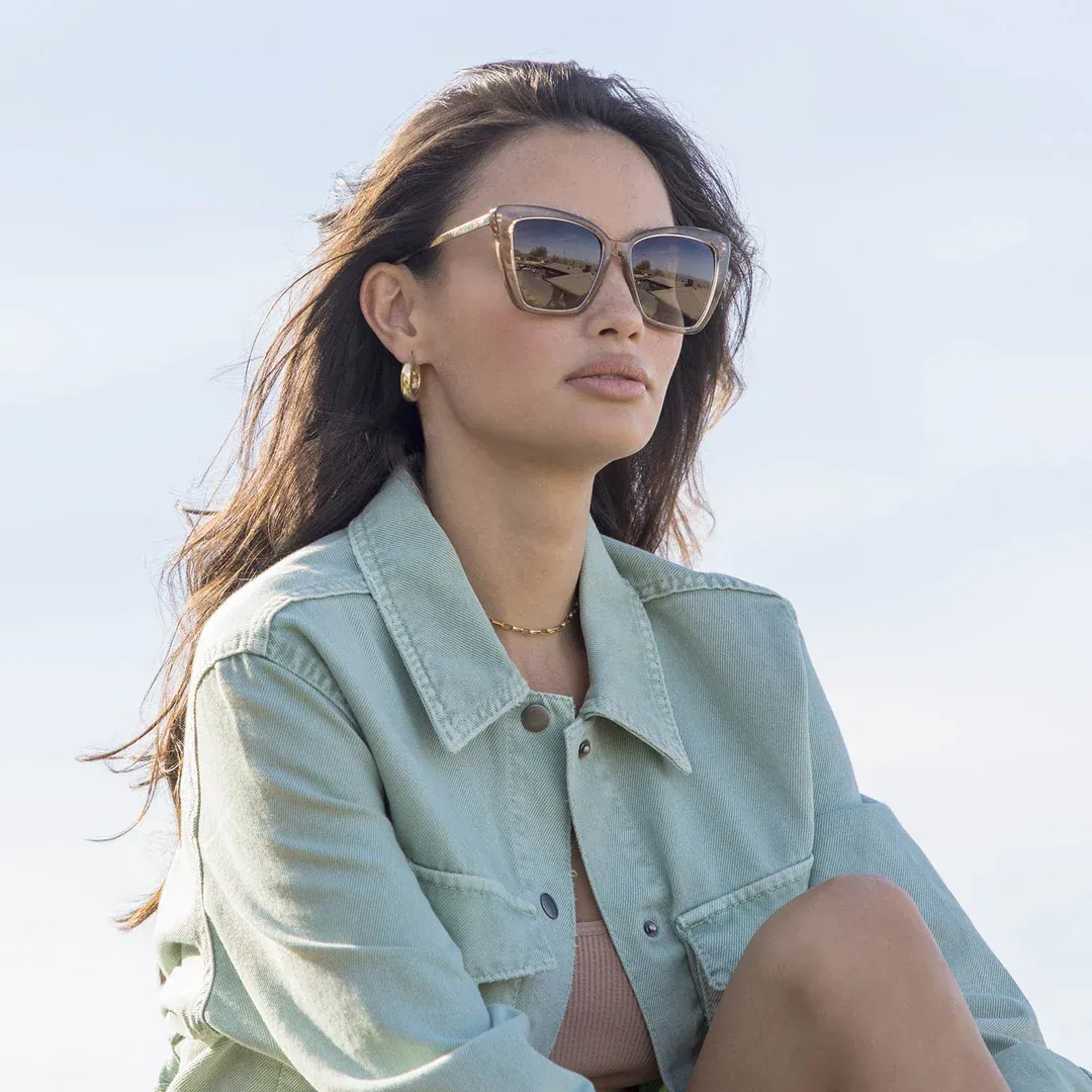 Diff becky iv - vintage crystal + brown gradient sunglasses