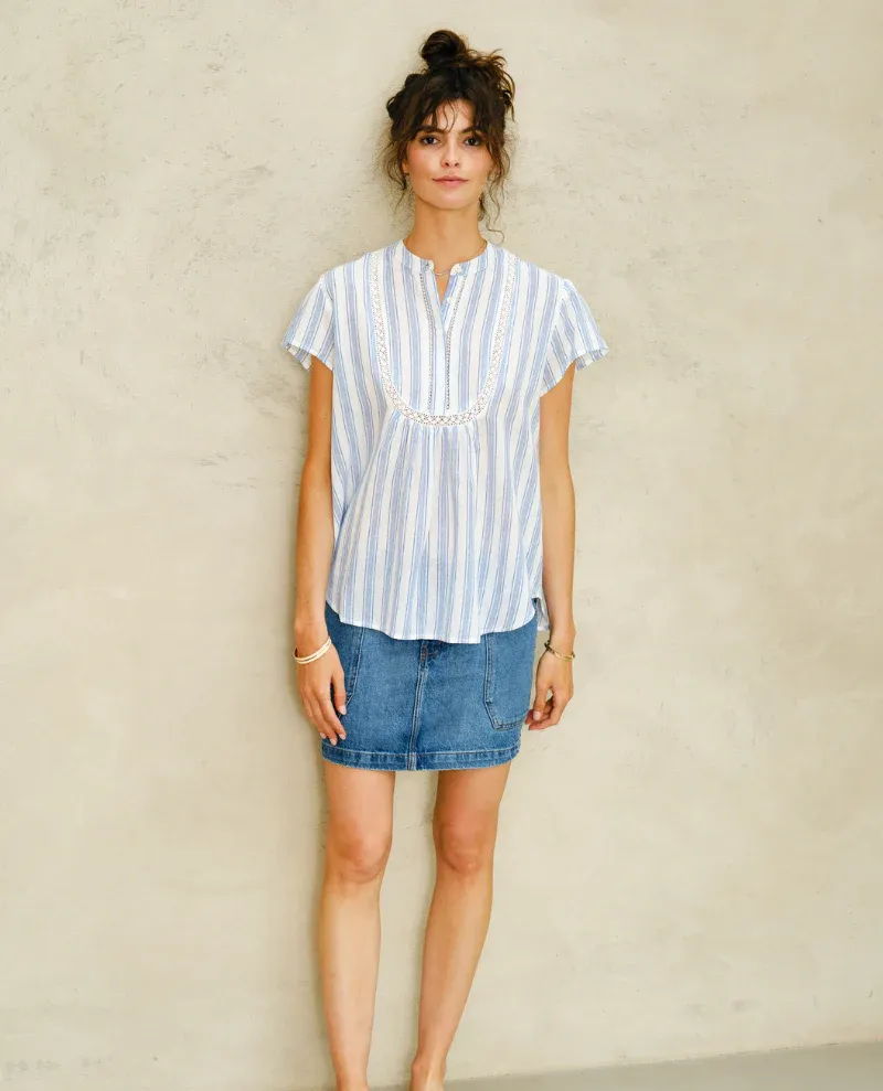 MABE FREYA TOP BLUE STRIPE