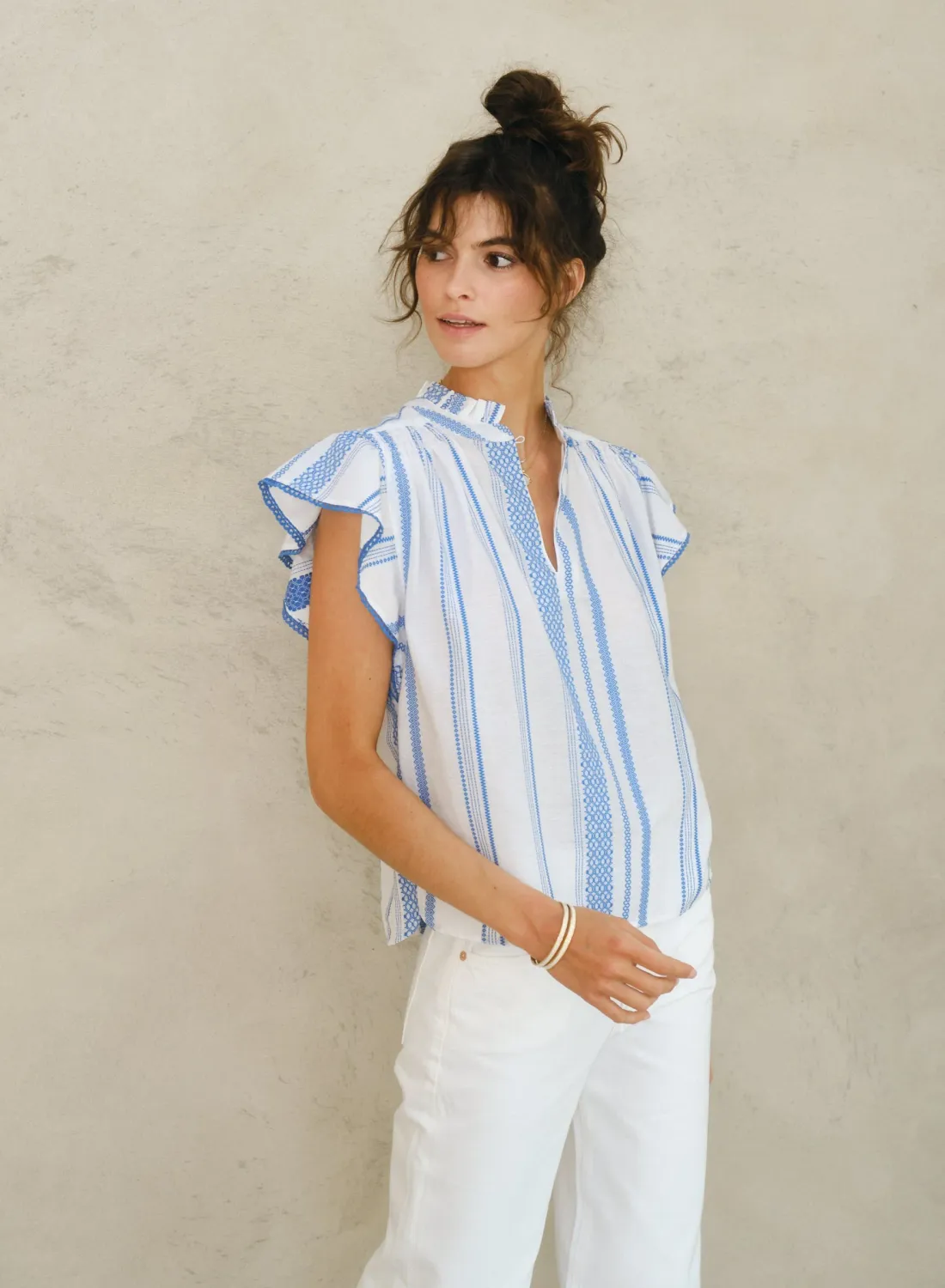 MABE ALMA S/S TOP BLUE STRIPE
