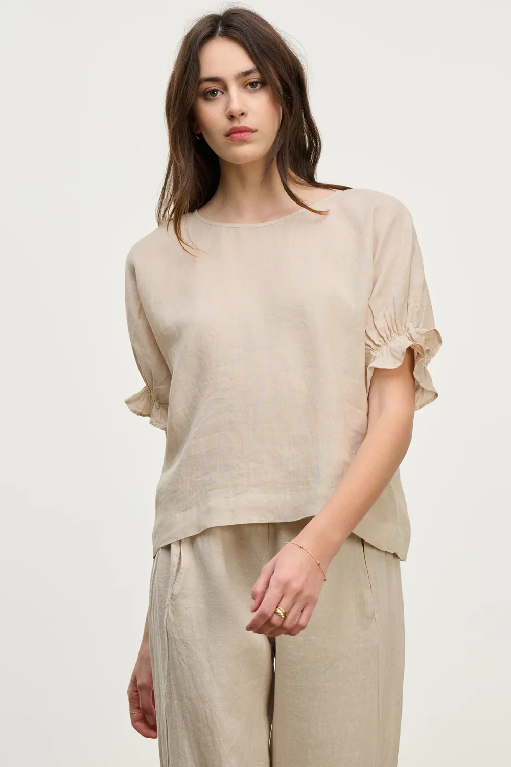 VELVET EMILY RUFFLE SLV. TOP COBBLE