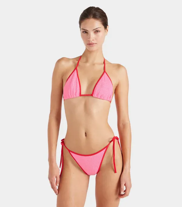 HUNZA G GINA BIKINI CONTRAST BUBBLEGUM/RED
