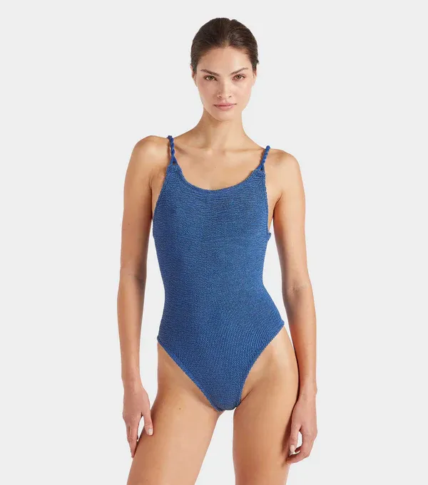 HUNZA G CAMILLE SWIM METALLIC DENIM