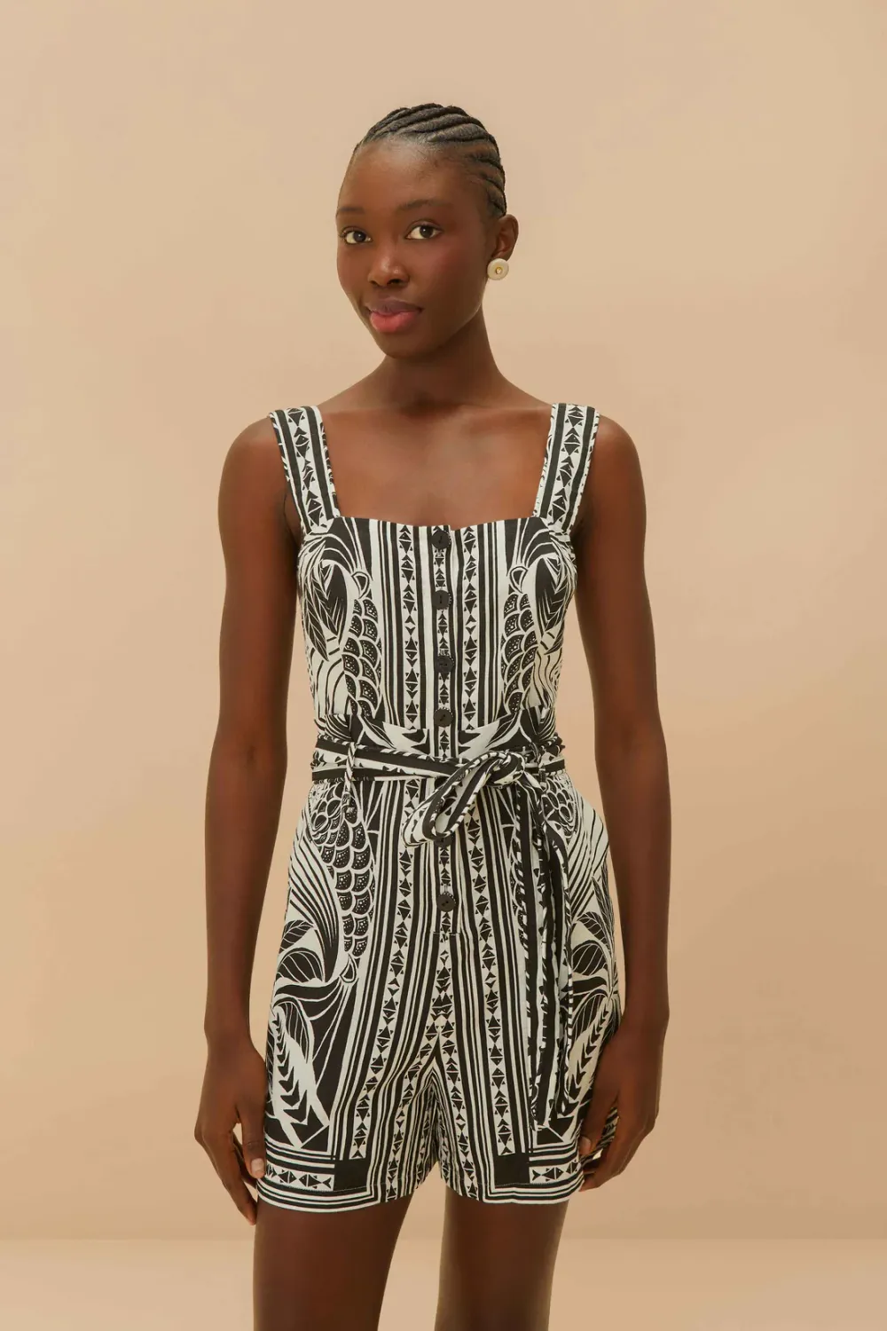 FARM MONOCHROME ELEGANCE SCARF OFF-WHITE ROMPER