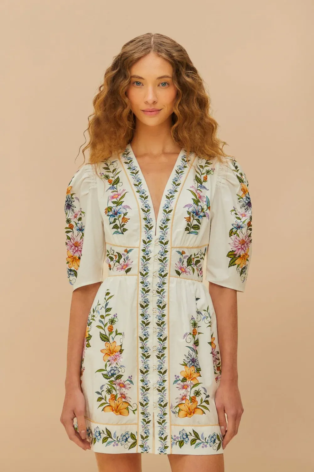 FARM SWEET BLOOM DREAMSCAPE OFF-WHITE MINI DRESS