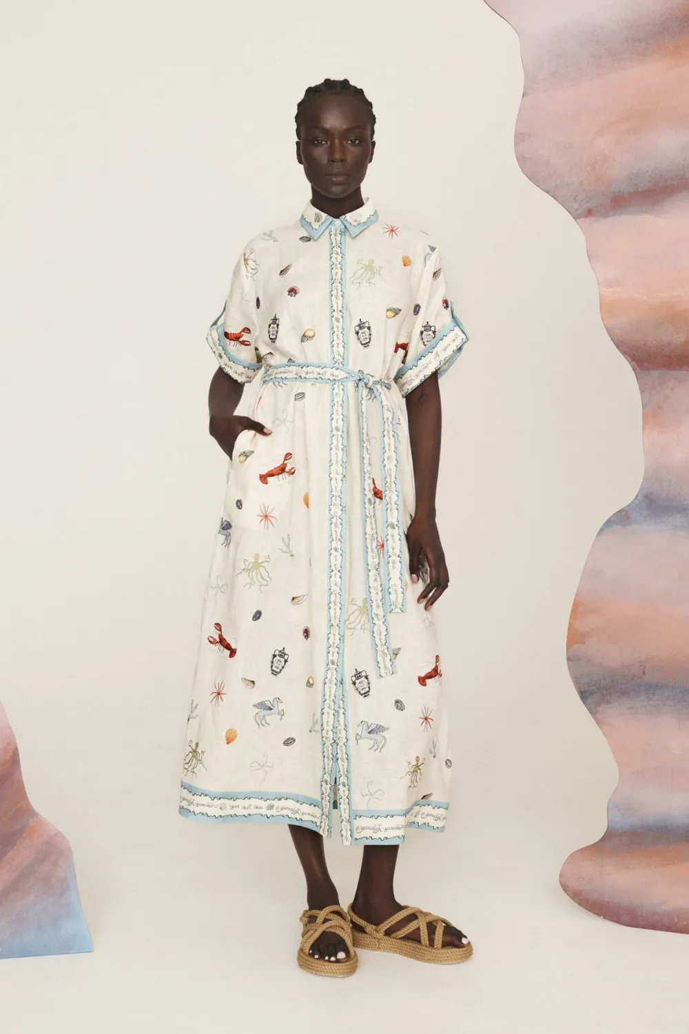 ALEMAIS SANDY EMBROIDERED SHIRTDRESS