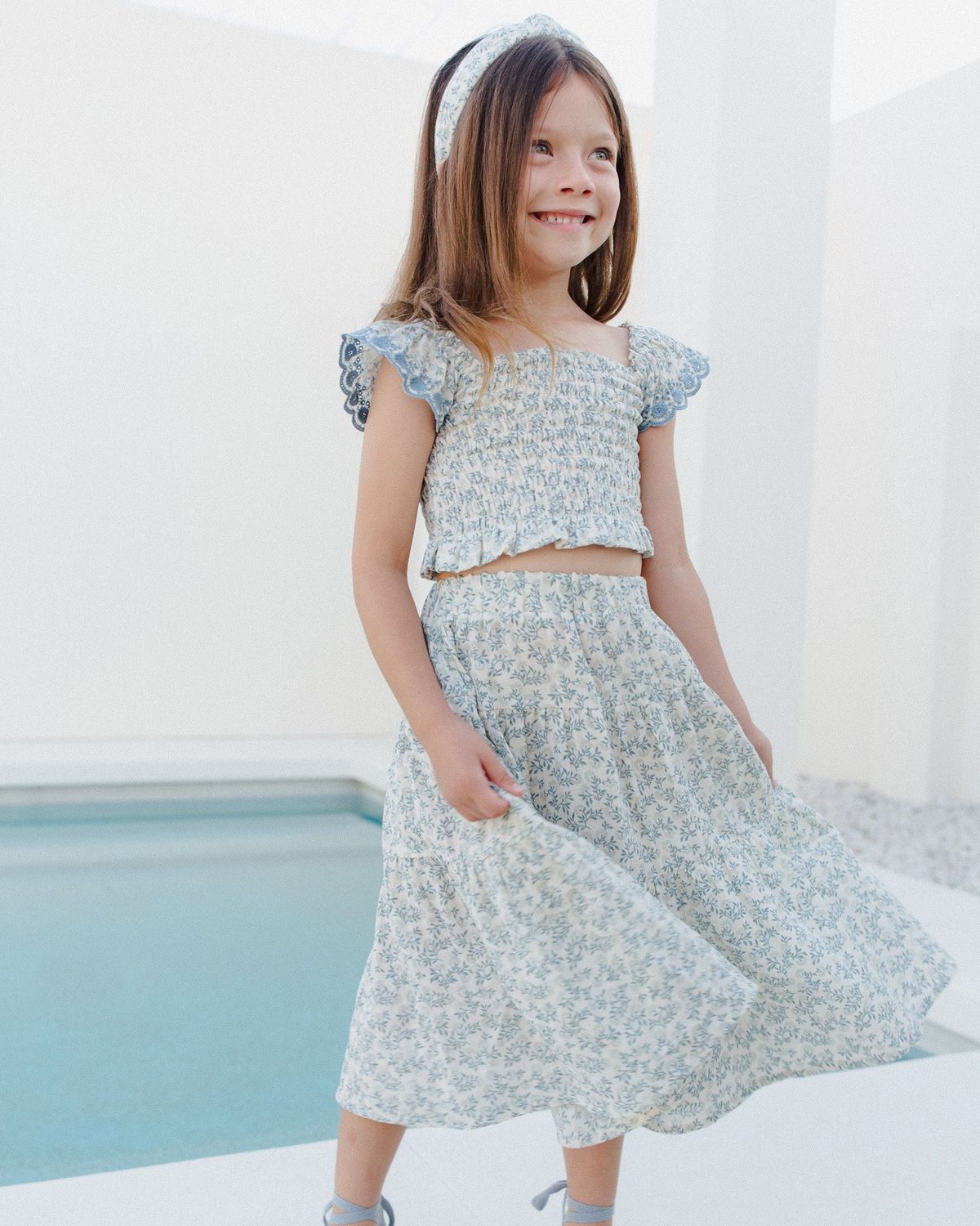 RYLEE &amp; CRU TIERED MIDI SKIRT BLOSSOM