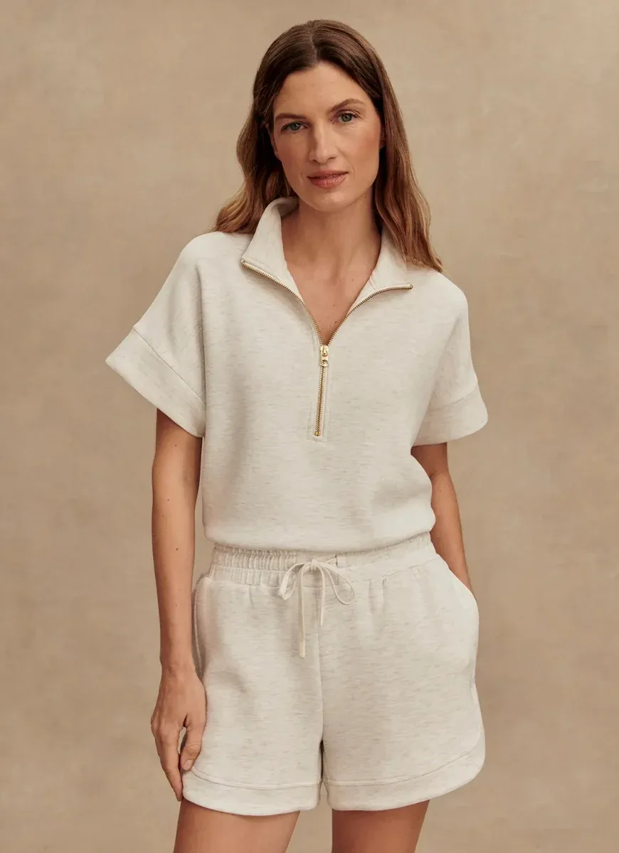 Varley ollie high rise short 3.5 ivory marl