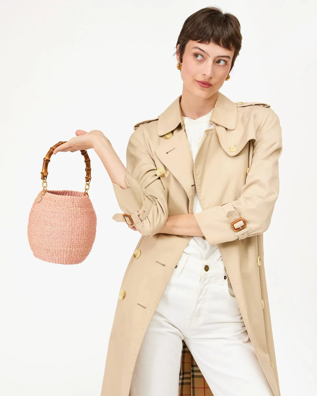 Clare V Pot de Miel w/ Bamboo Handle Blush